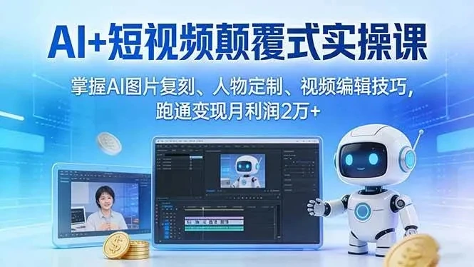【精】AI+短视频颠覆式实操课：掌握AI图片复刻、人物定制、视频编辑技巧，跑通变现月利润2万+-AI智界创业