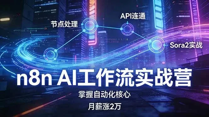 【精】n8n AI工作流实战营，节点处理+API连通+Sora2实战，掌握自动化核心月薪涨2万-AI智界创业