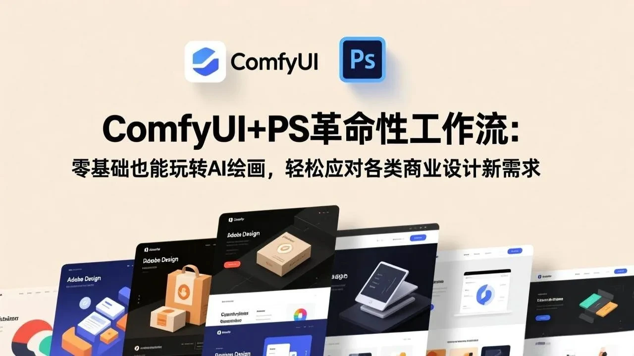 【精】ComfyUI+PS革命性工作流：零基础也能玩转AI绘画，轻松应对各类商业设计新需求-AI智界创业