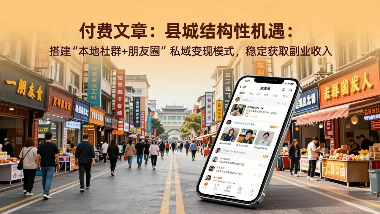 付费文章：县城结构性机遇：搭建“本地社群+朋友圈”私域变现模式，稳定获取副业收入-AI智界创业