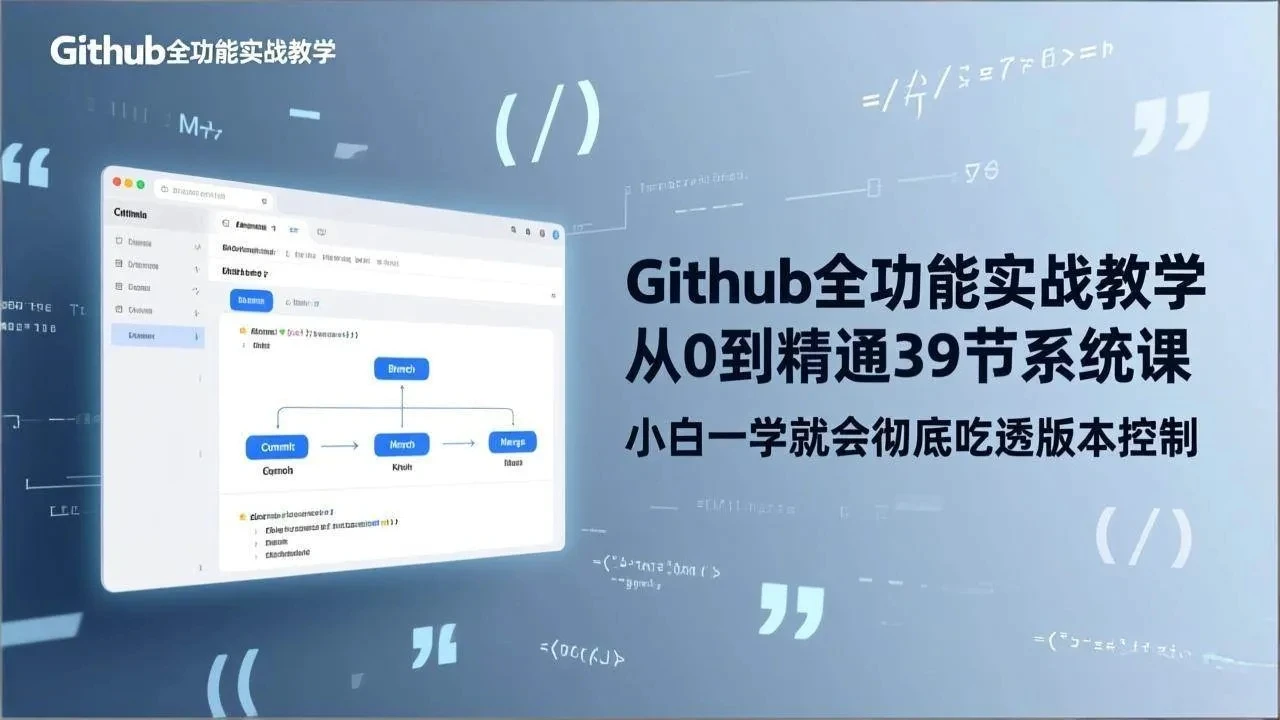 【精】GitHub-全功能实战教学，从0到精通39节系统课，小白一学就会彻底吃透版本控制-AI智界创业